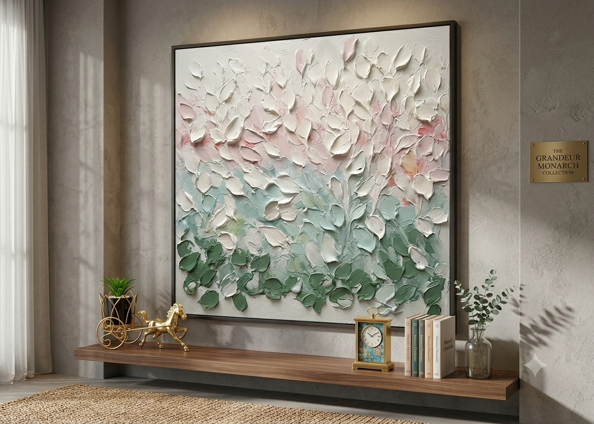 'Blossom Palette' Heavy Textured Impasto Canvas Wall Art