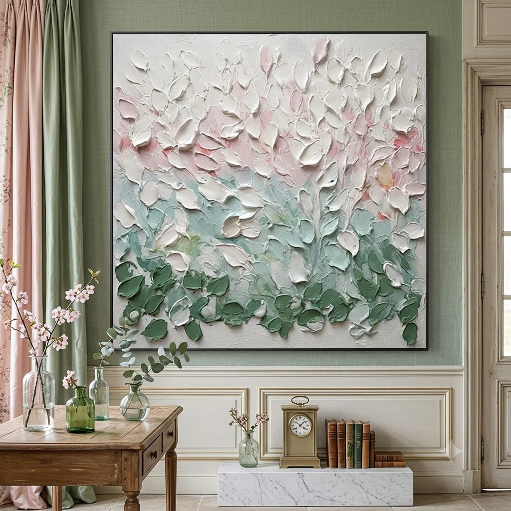 'Blossom Palette' Heavy Textured Impasto Canvas Wall Art