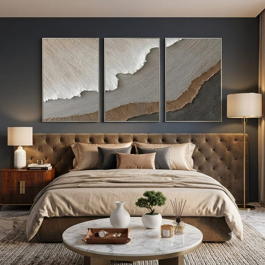 "Earth & Ether" 3-Piece Minimalist Heavy Textured Canvas Set