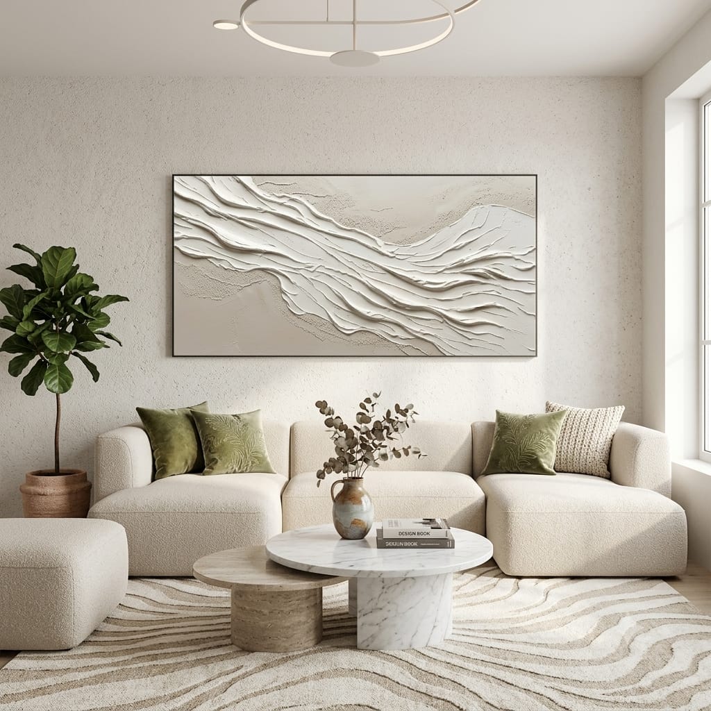 "Sands of Serenity" Large Horizontal Minimalist 3D Texture Canvas