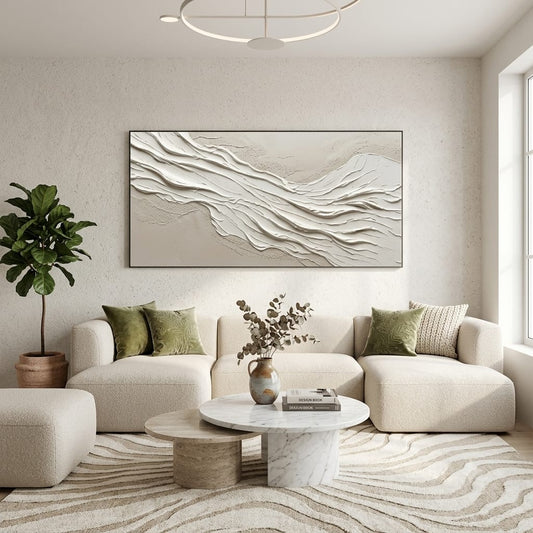 "Sands of Serenity" Large Horizontal Minimalist 3D Texture Canvas