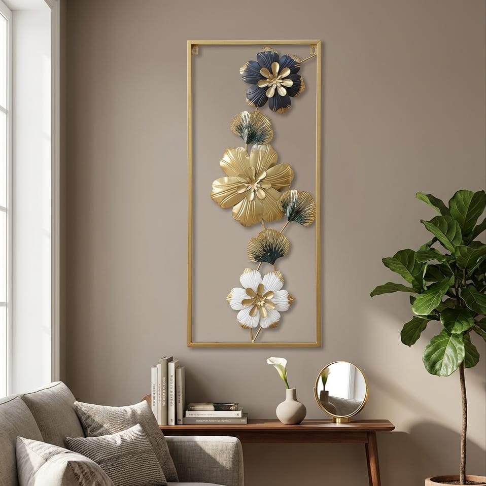'Ginkgo Panel' Premium Vertical Metal Floral Wall Art