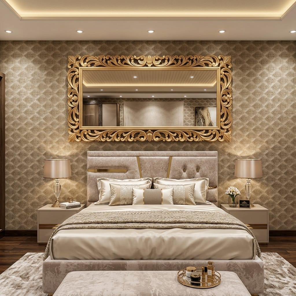 'Royal Baroque Ornate Gold Frame Mirror' Premium Carved Luxury Wall Mirror