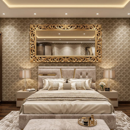 'Royal Baroque Ornate Gold Frame Mirror' Premium Carved Luxury Wall Mirror