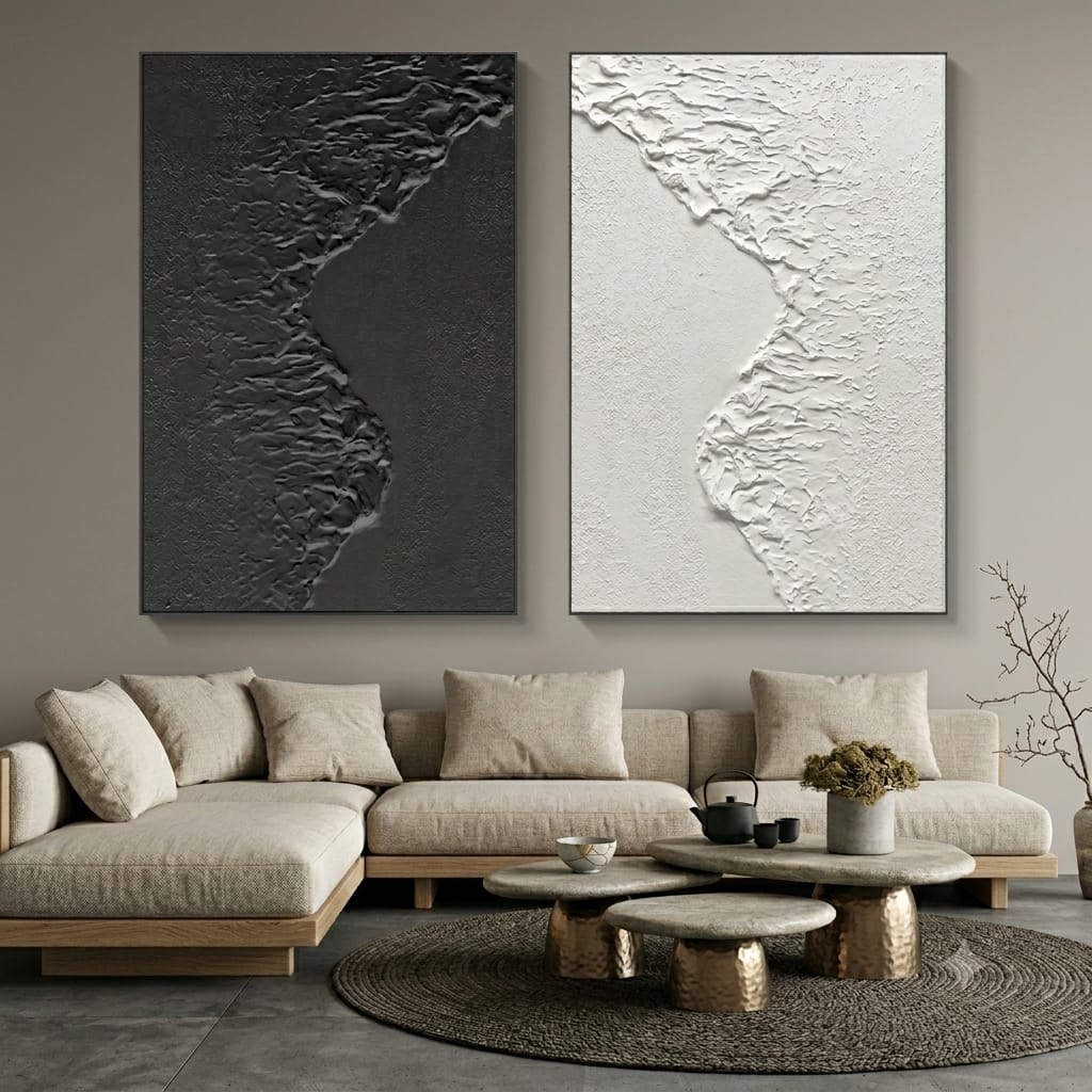 Yin & Yang Landscape" Premium 2-Piece Heavy 3D Texture Set