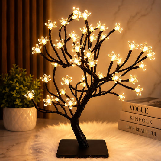Blossom Grove Tabletop Tree Lamp Elegant LED Cherry Blossom Tree