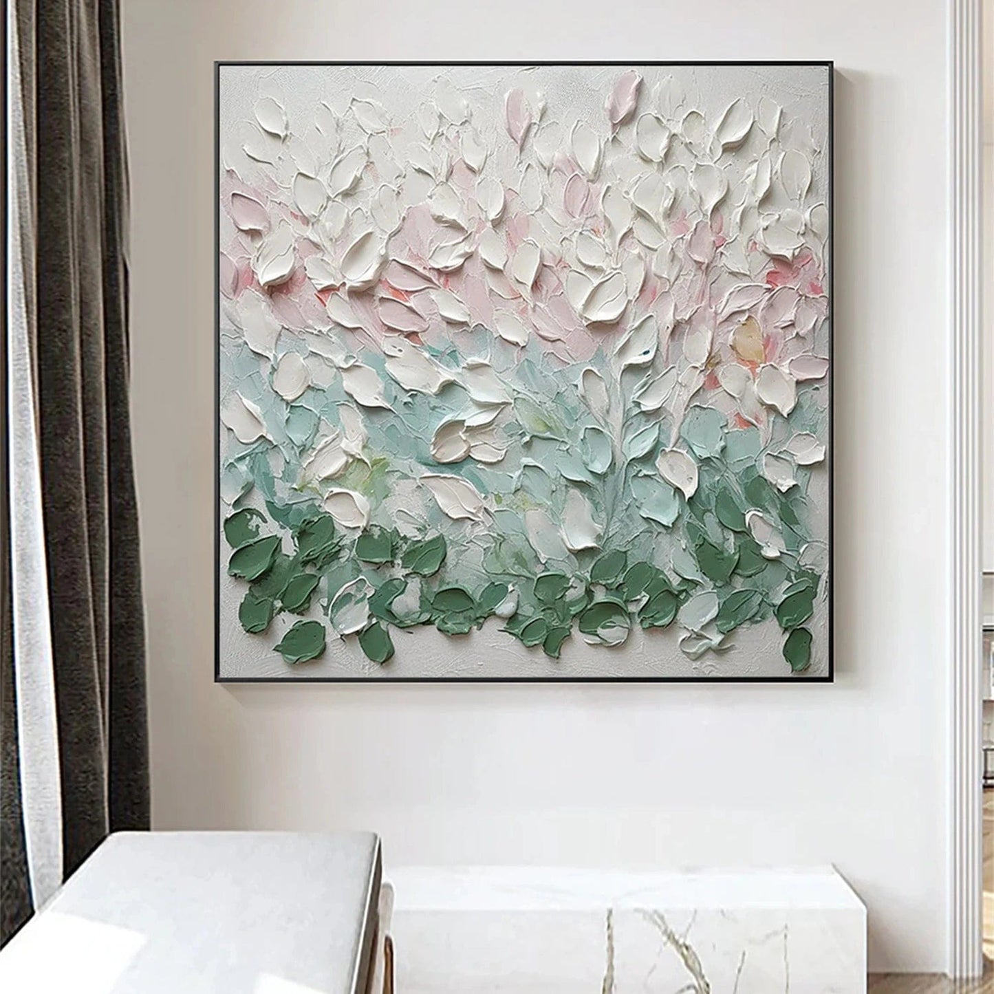 'Blossom Palette' Heavy Textured Impasto Canvas Wall Art