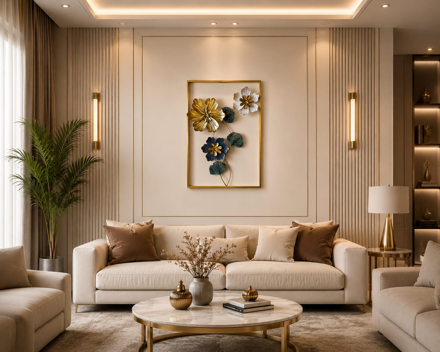 "Twin Bloom" Premium Metallic Floral Wall Art