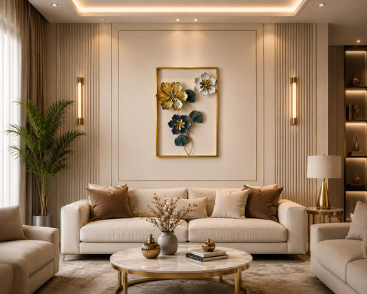 "Twin Bloom" Premium Metallic Floral Wall Art