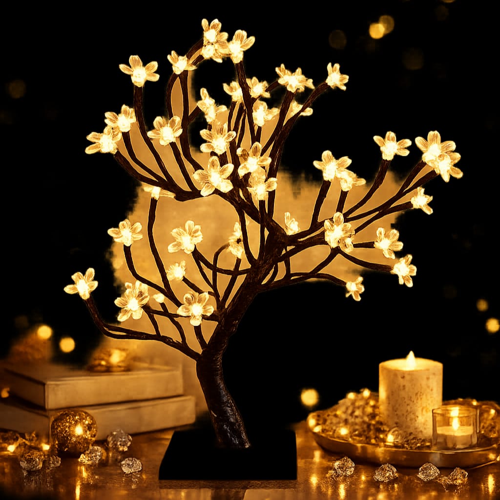 Blossom Grove Tabletop Tree Lamp Elegant LED Cherry Blossom Tree
